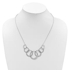 SS Radiant Essence Pol/Textured Circles w/ 2in Ext. Necklace
