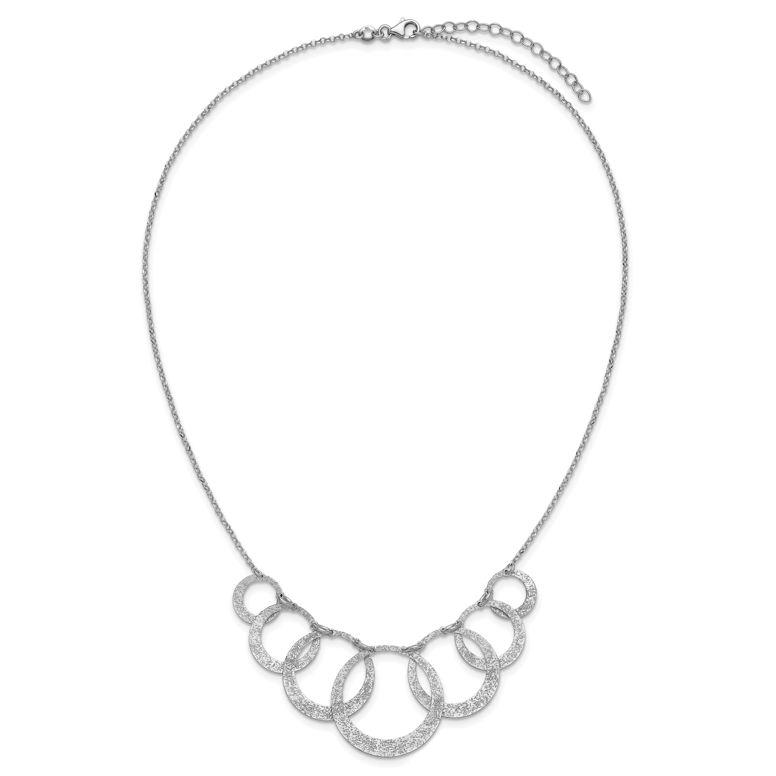 SS Radiant Essence Pol/Textured Circles w/ 2in Ext. Necklace