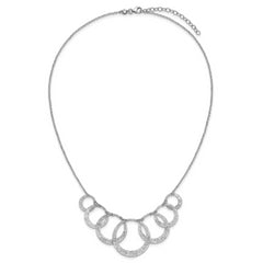 SS Radiant Essence Pol/Textured Circles w/ 2in Ext. Necklace