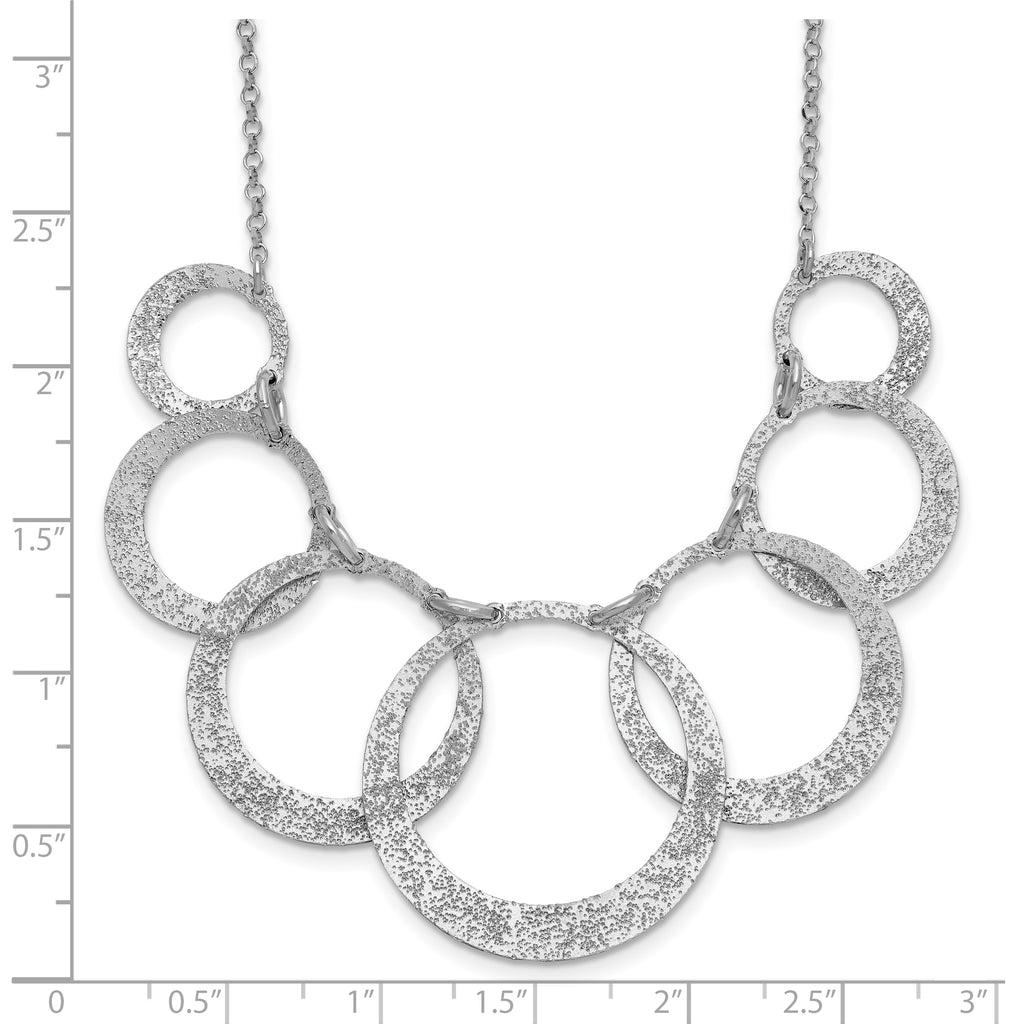 SS Radiant Essence Pol/Textured Circles w/ 2in Ext. Necklace