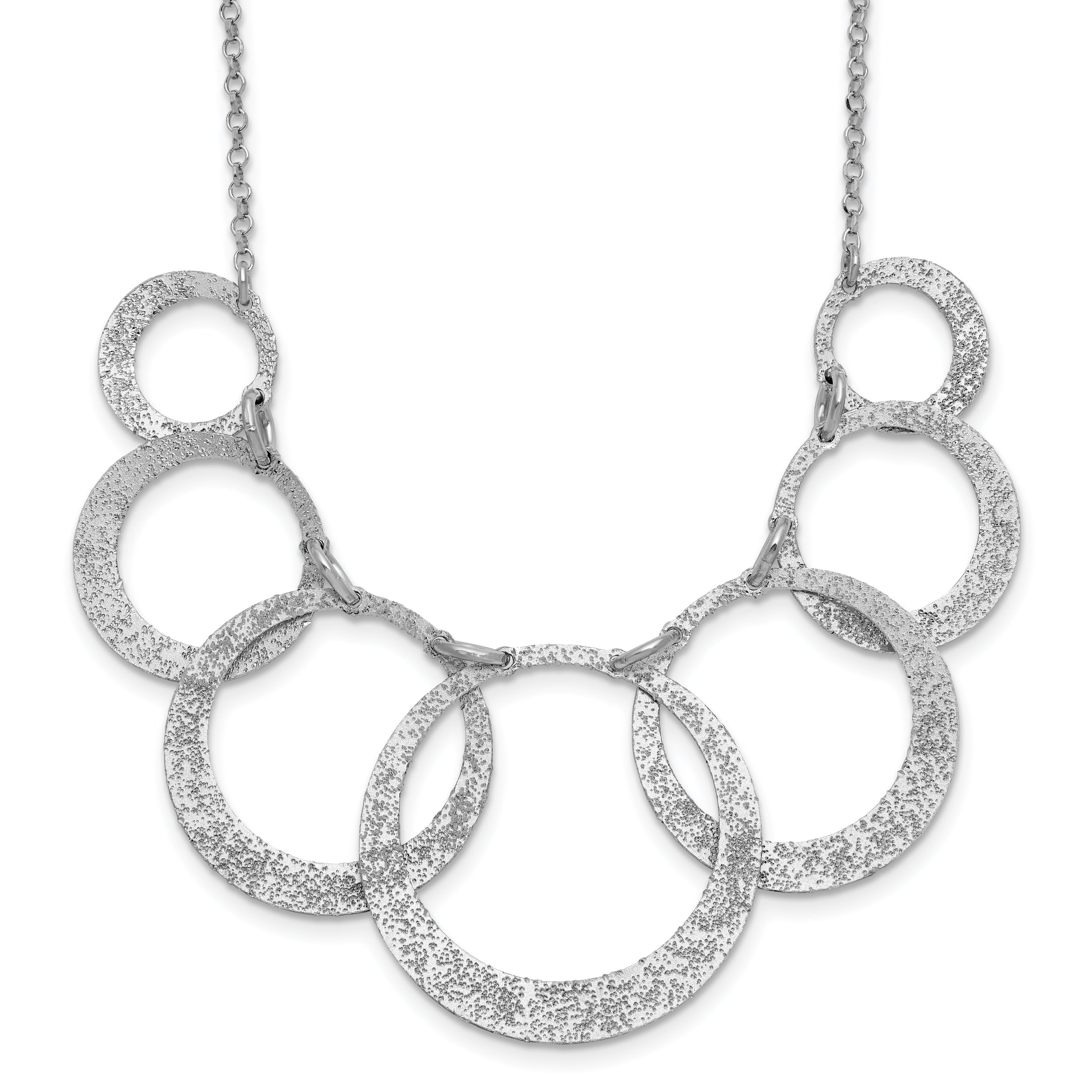 SS Radiant Essence Pol/Textured Circles w/ 2in Ext. Necklace