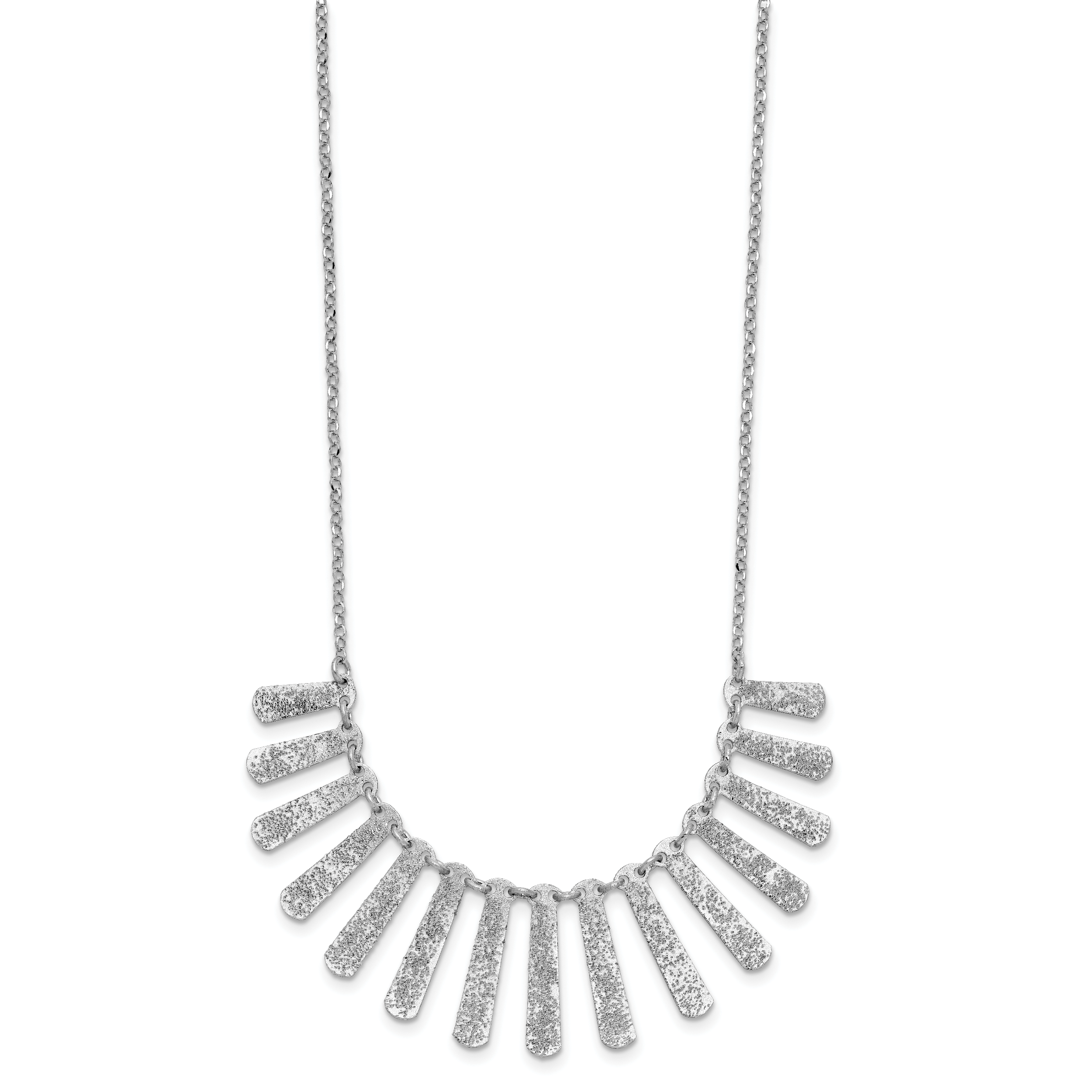 SS Radiant Essence Pol/Textured Bars w/ 2in Ext. Necklace
