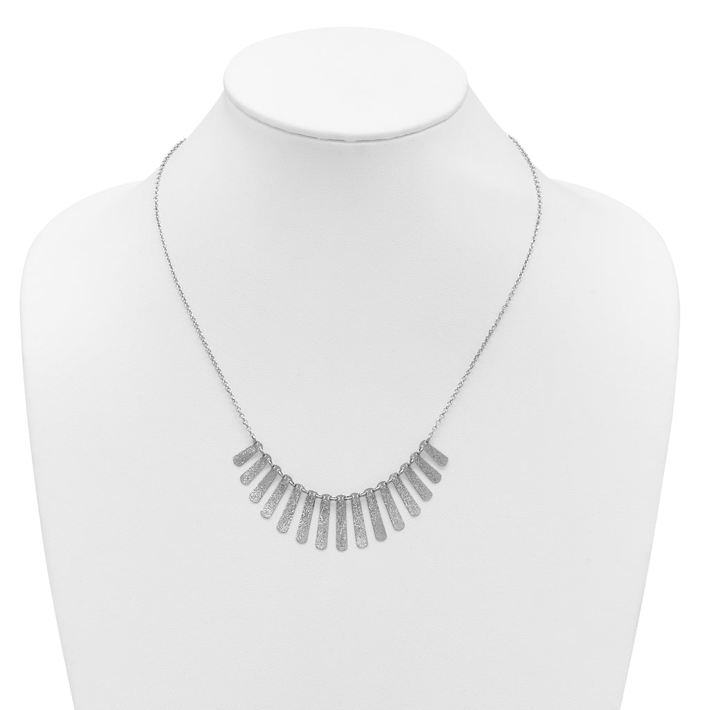 SS Radiant Essence Pol/Textured Bars w/ 2in Ext. Necklace