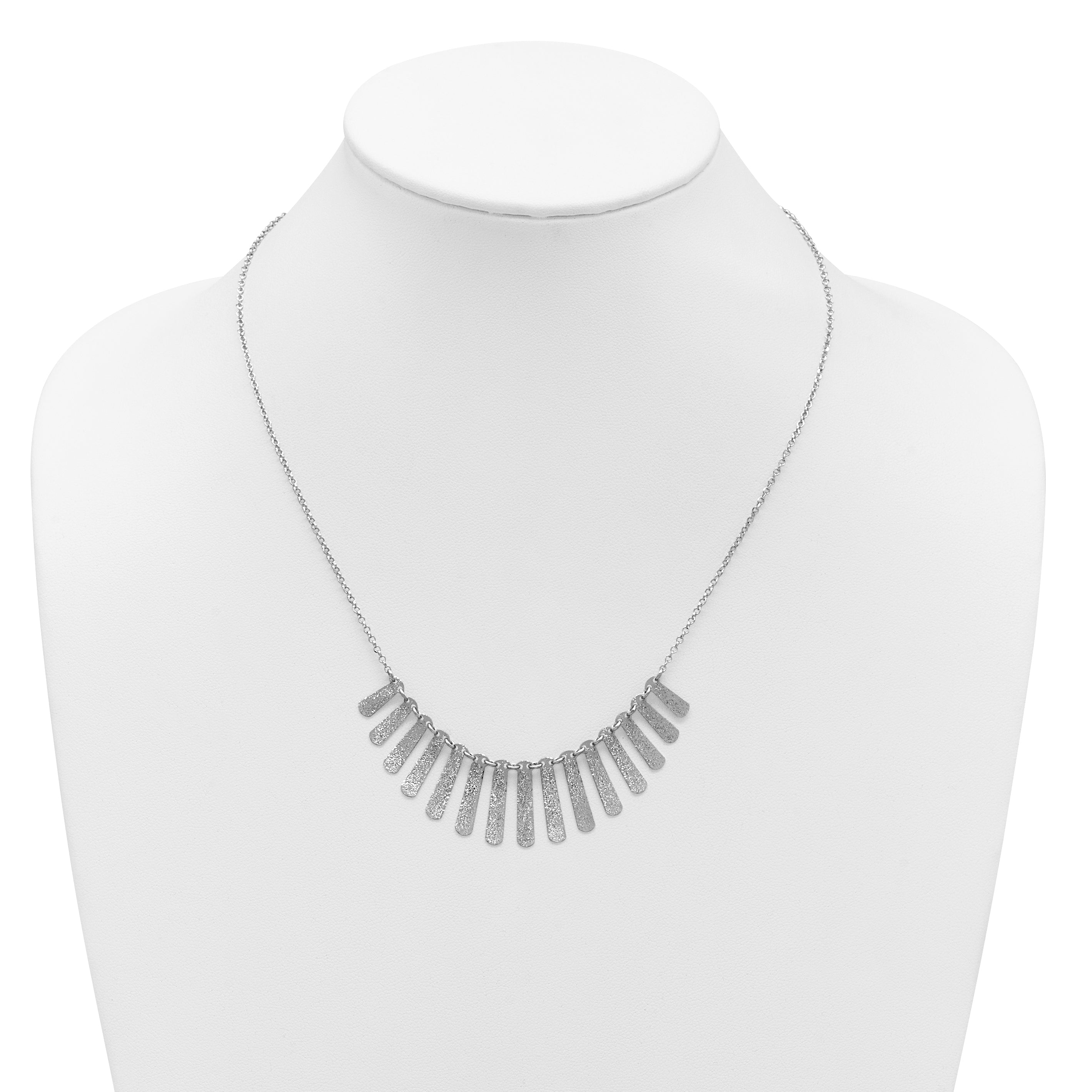 SS Radiant Essence Pol/Textured Bars w/ 2in Ext. Necklace