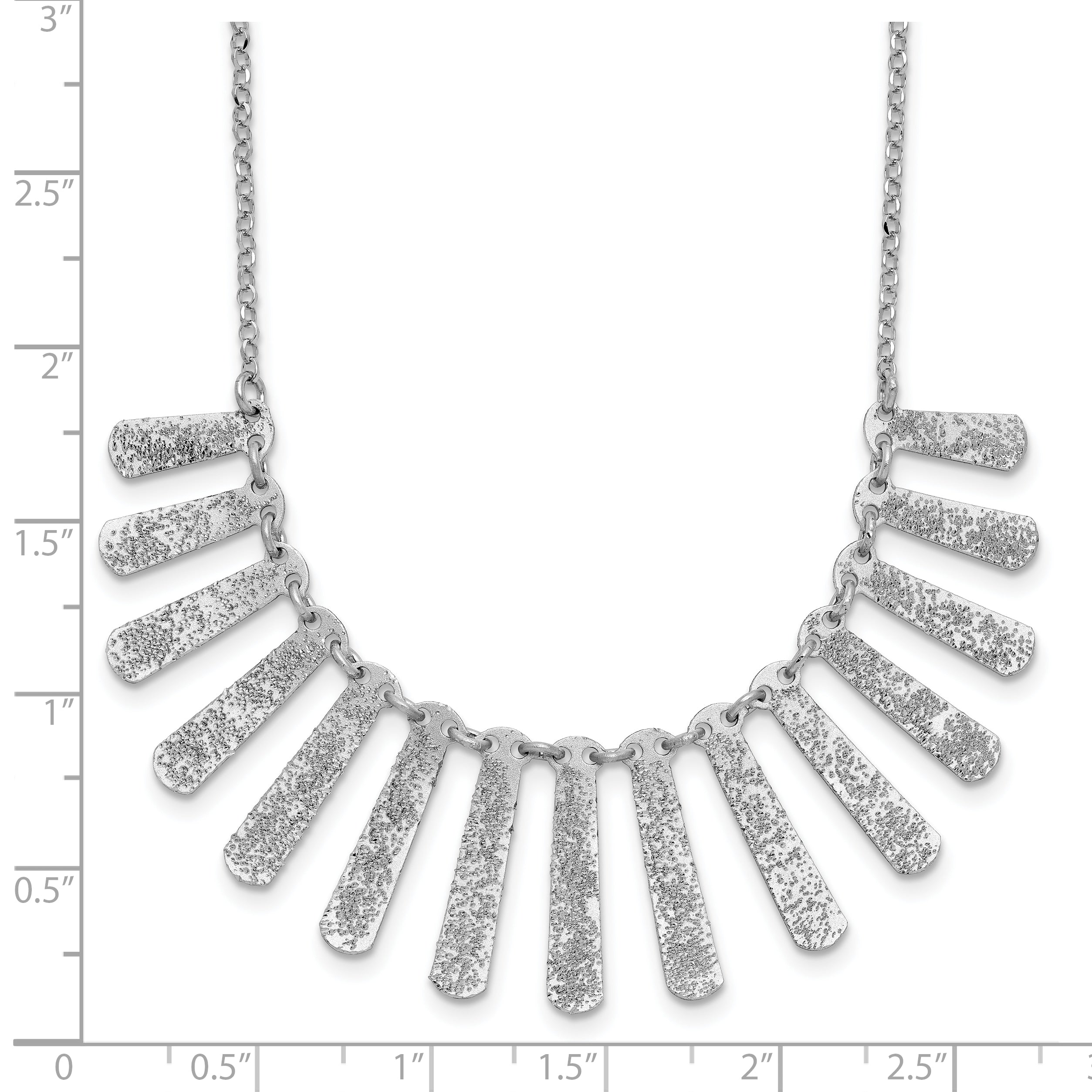 SS Radiant Essence Pol/Textured Bars w/ 2in Ext. Necklace