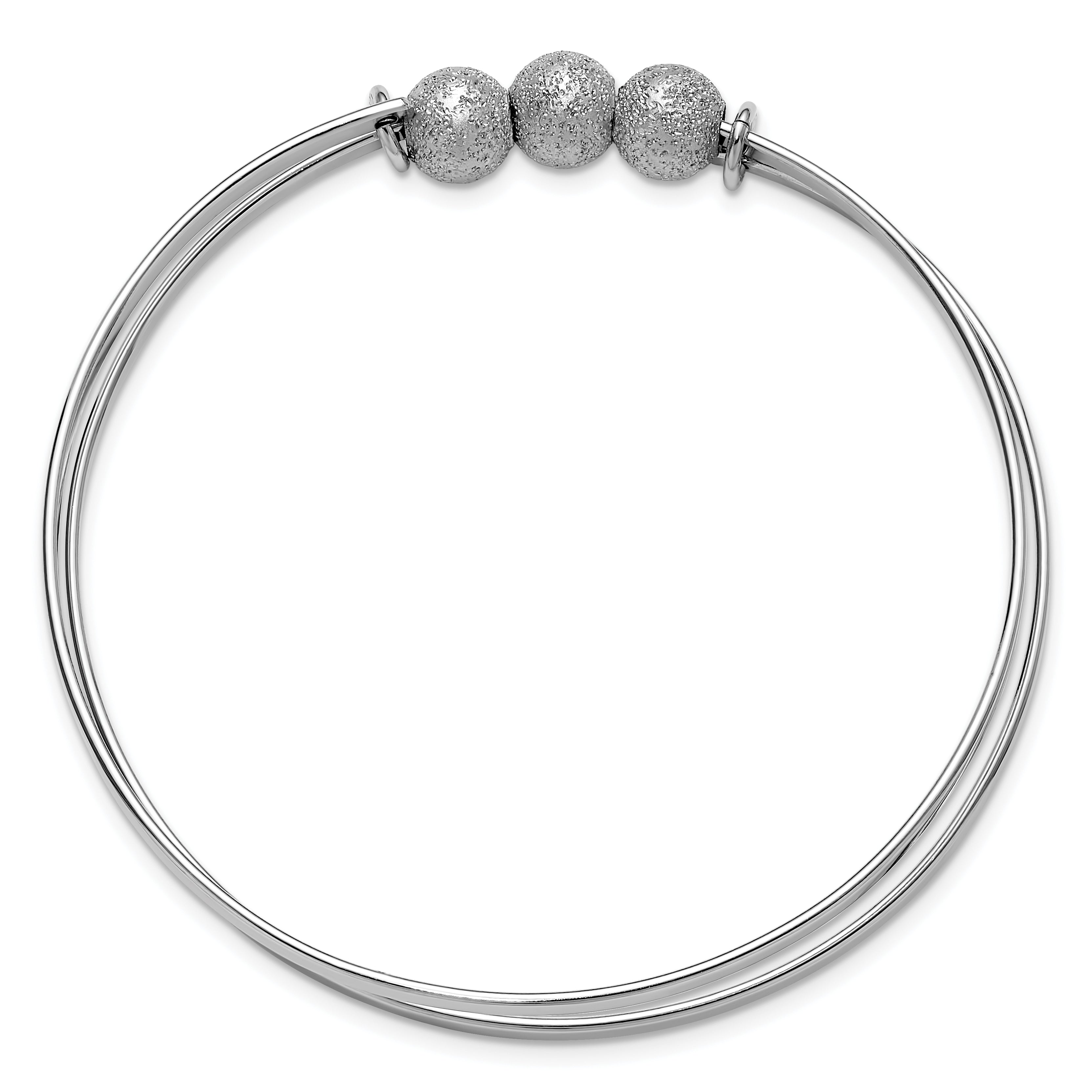 SS Radiant Essence Polish/Textured Beads Flexible Bangle Secondary image