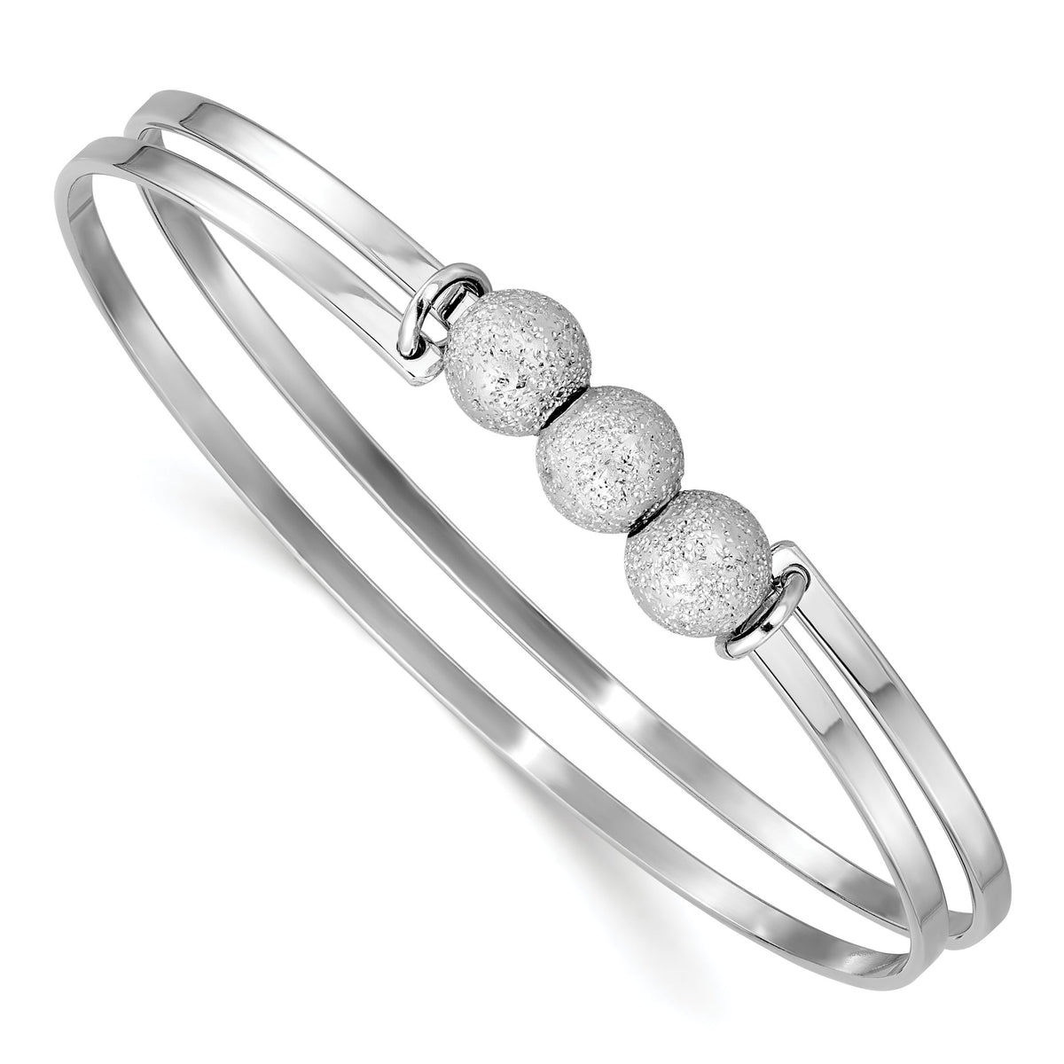 Bead Bangle in Sterling Silver, 5.65mm Textured, 8 Inch - Sophia Jewelers Main image