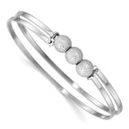 SS Radiant Essence Polish/Textured Beads Flexible Bangle