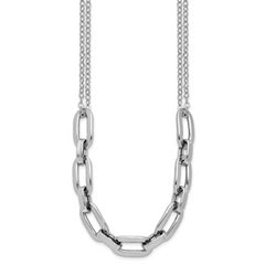 SS RH-plated 2-Strand Fancy Link w/ 2in Ext Necklace