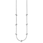 SS Rhodium-plated Polished Brushed and Beaded Necklace