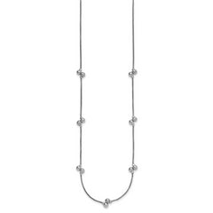 SS Rhodium-plated Polished Brushed and Beaded Necklace