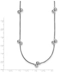 SS Rhodium-plated Polished Brushed and Beaded Necklace