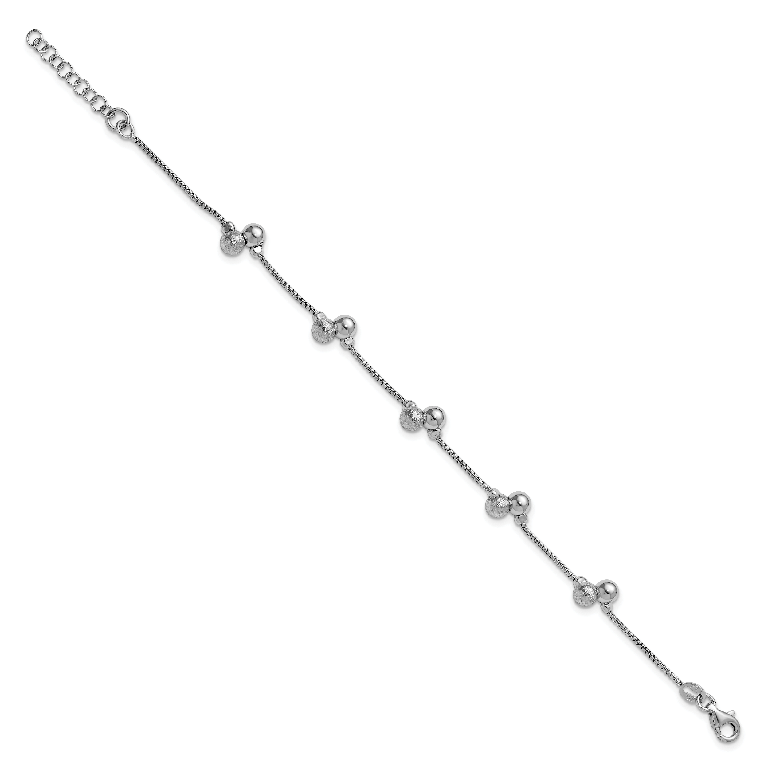 SS RH-plated Brushed and Beaded w/1in Ext Bracelet Secondary image