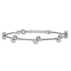 SS RH-plated Brushed and Beaded w/1in Ext Bracelet