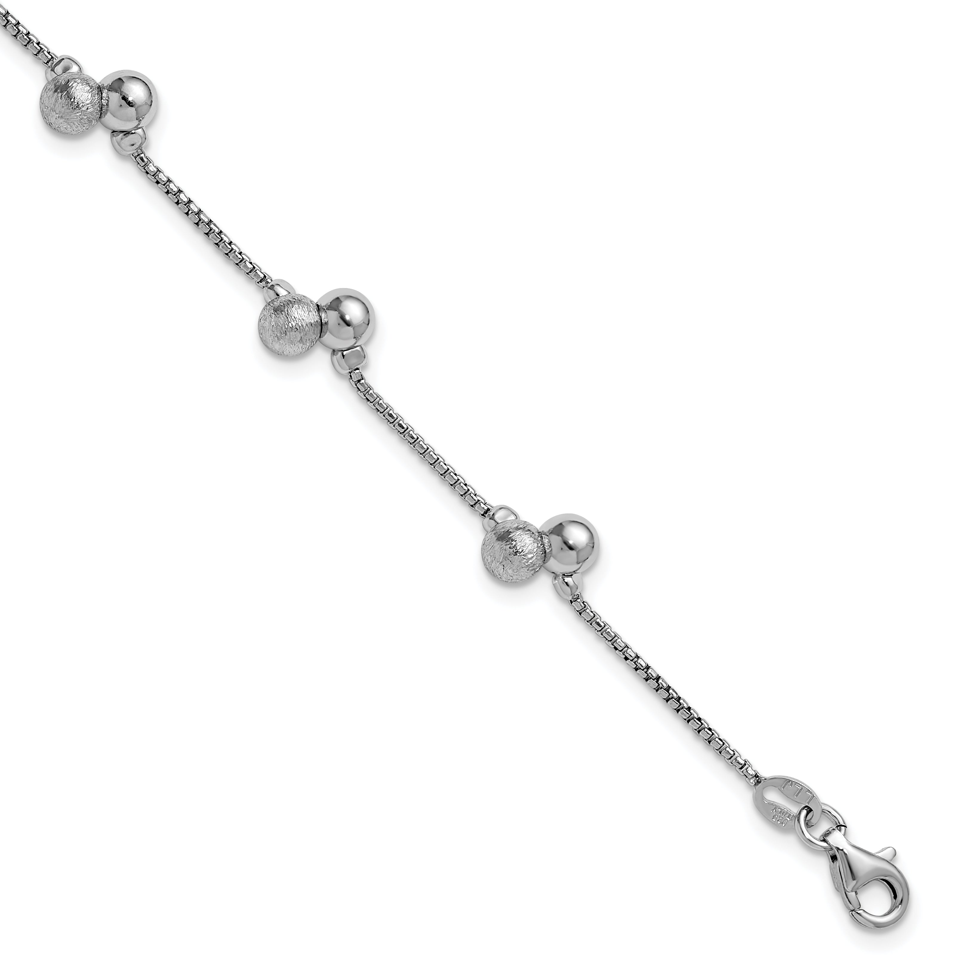 SS RH-plated Brushed and Beaded w/1in Ext Bracelet Main image
