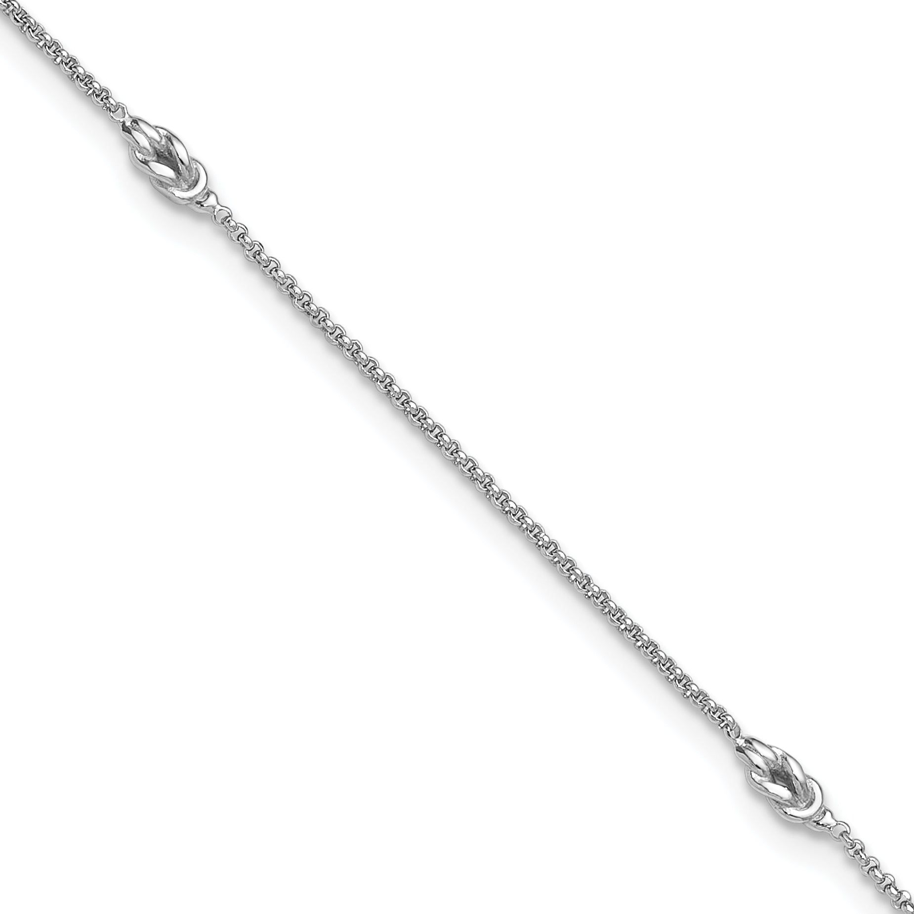 SS RH-plated Polished Knots 9in PLUS 1in Ext Anklet