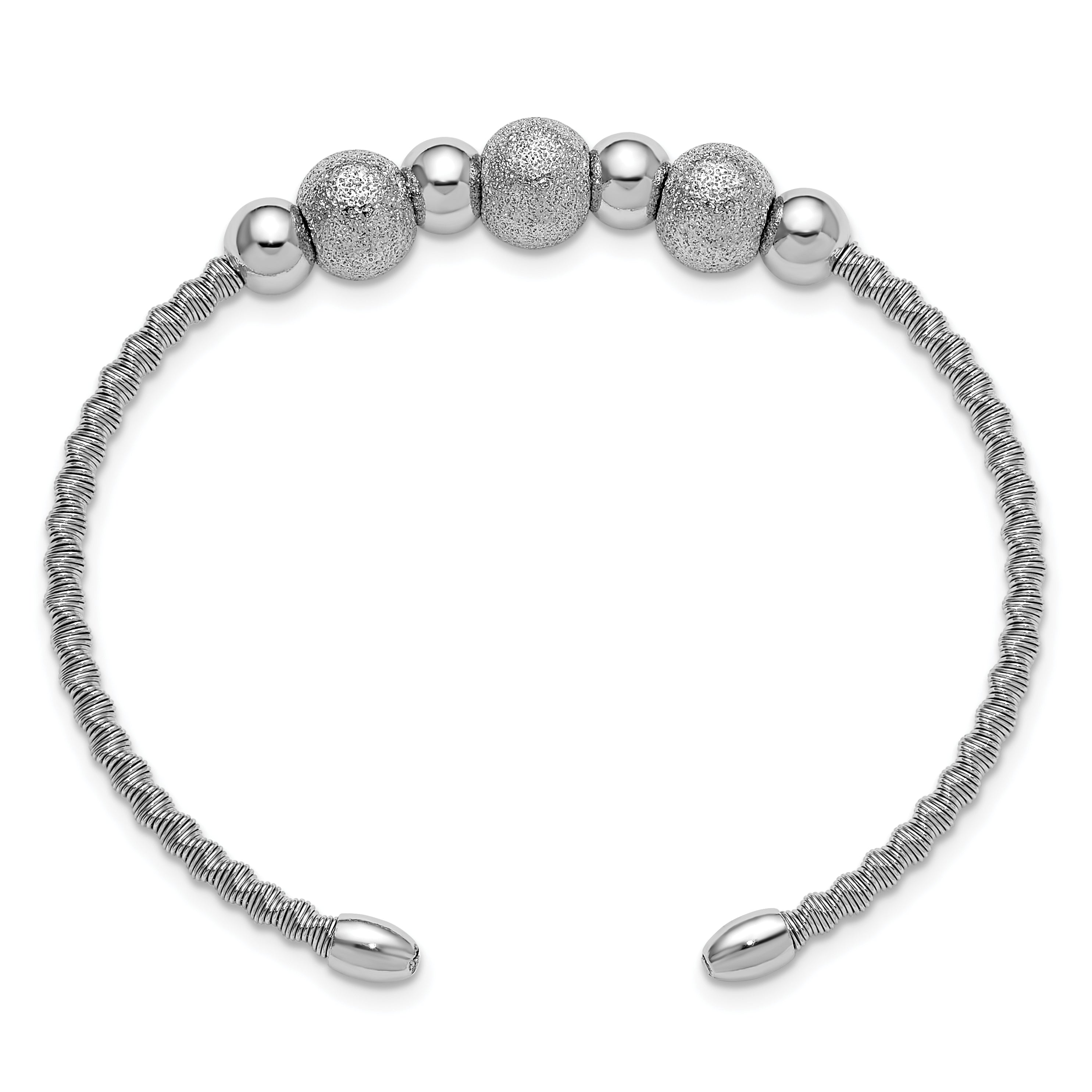 SS Radiant Essence RH-pltd Twisted and Beaded Cuff Bangle Secondary image