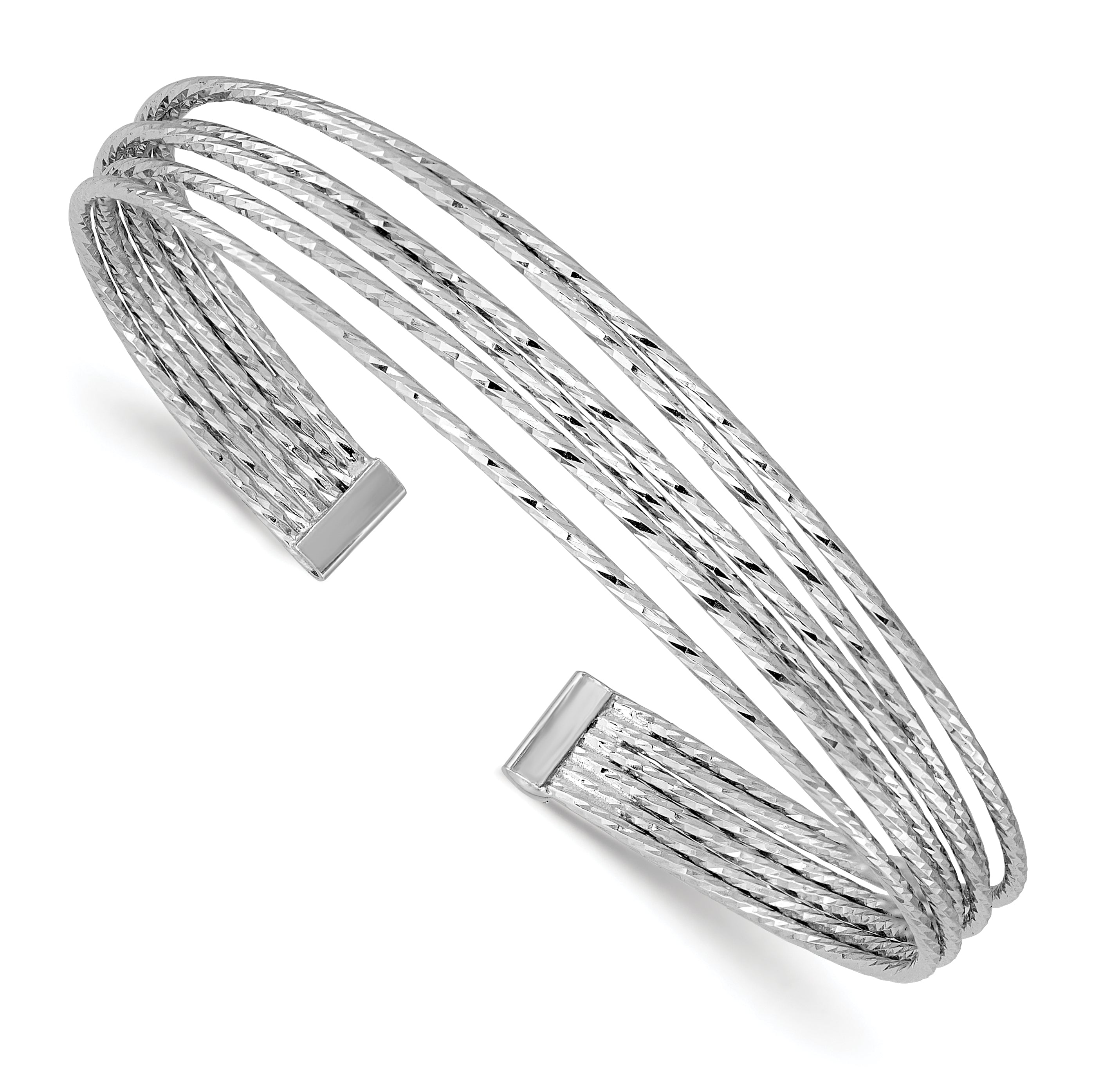 SS RH-plated Polished and D/C 6-Wire Cuff Bangle Main image
