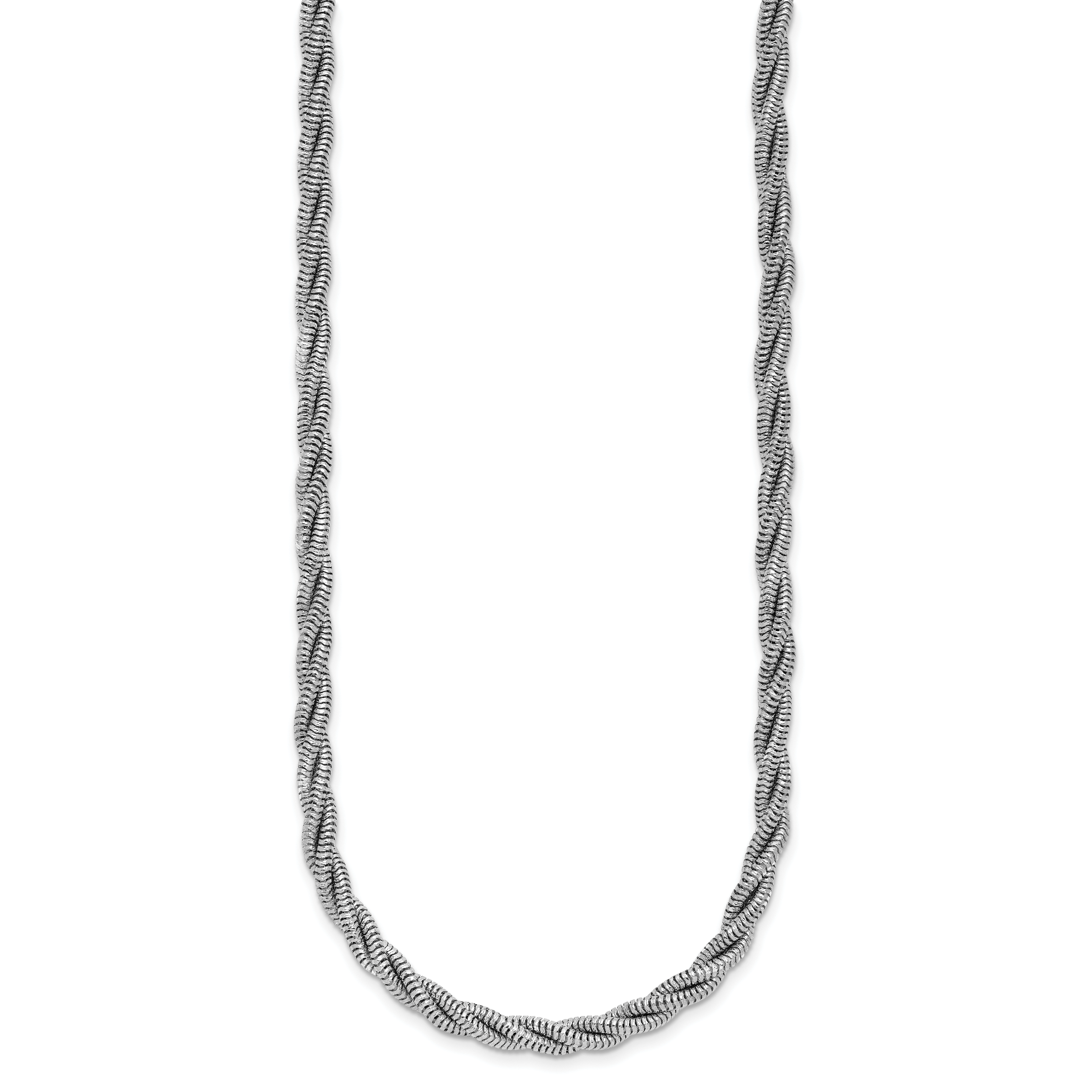 Sterling Silver RH-plated Polished and Twisted Necklace