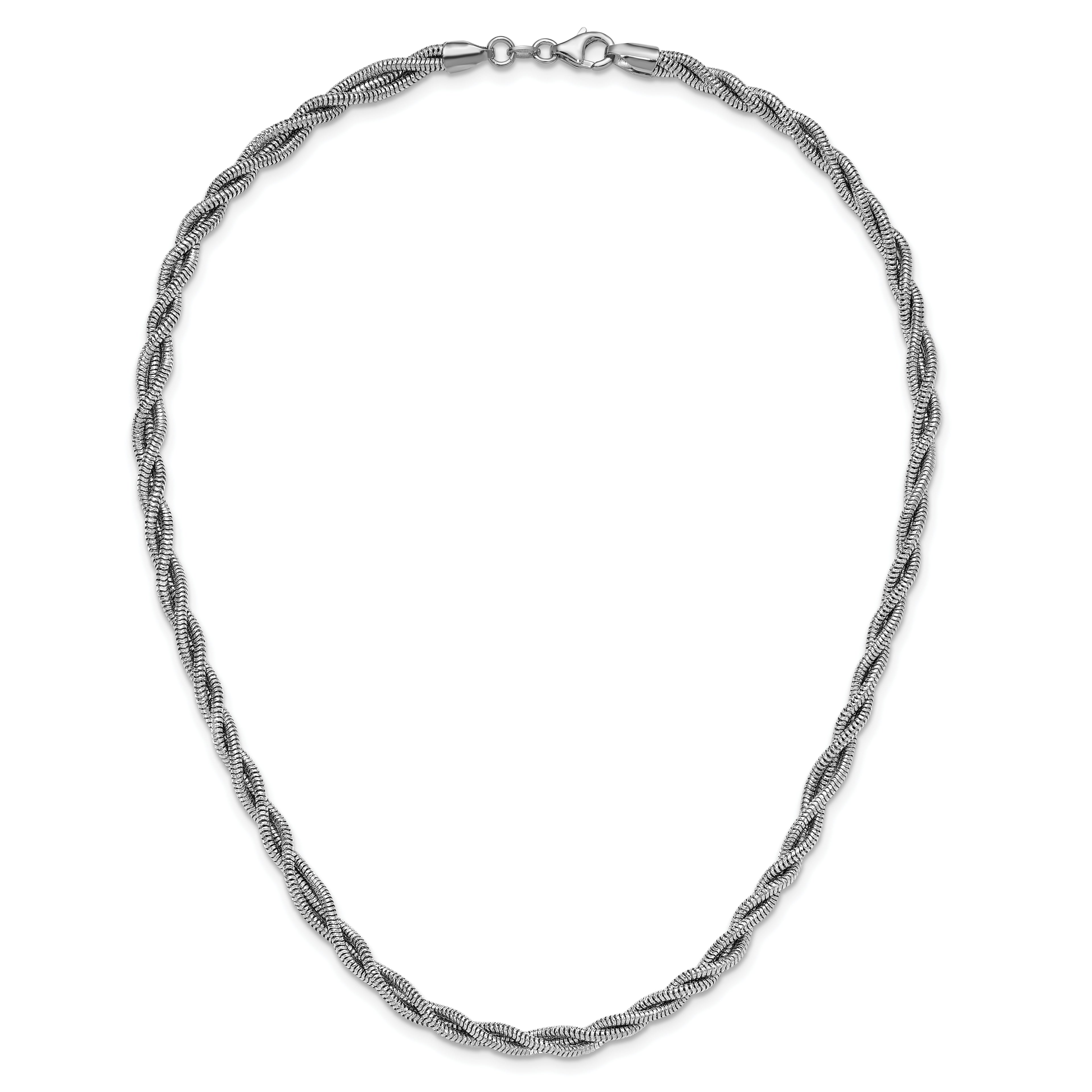 Sterling Silver RH-plated Polished and Twisted Necklace