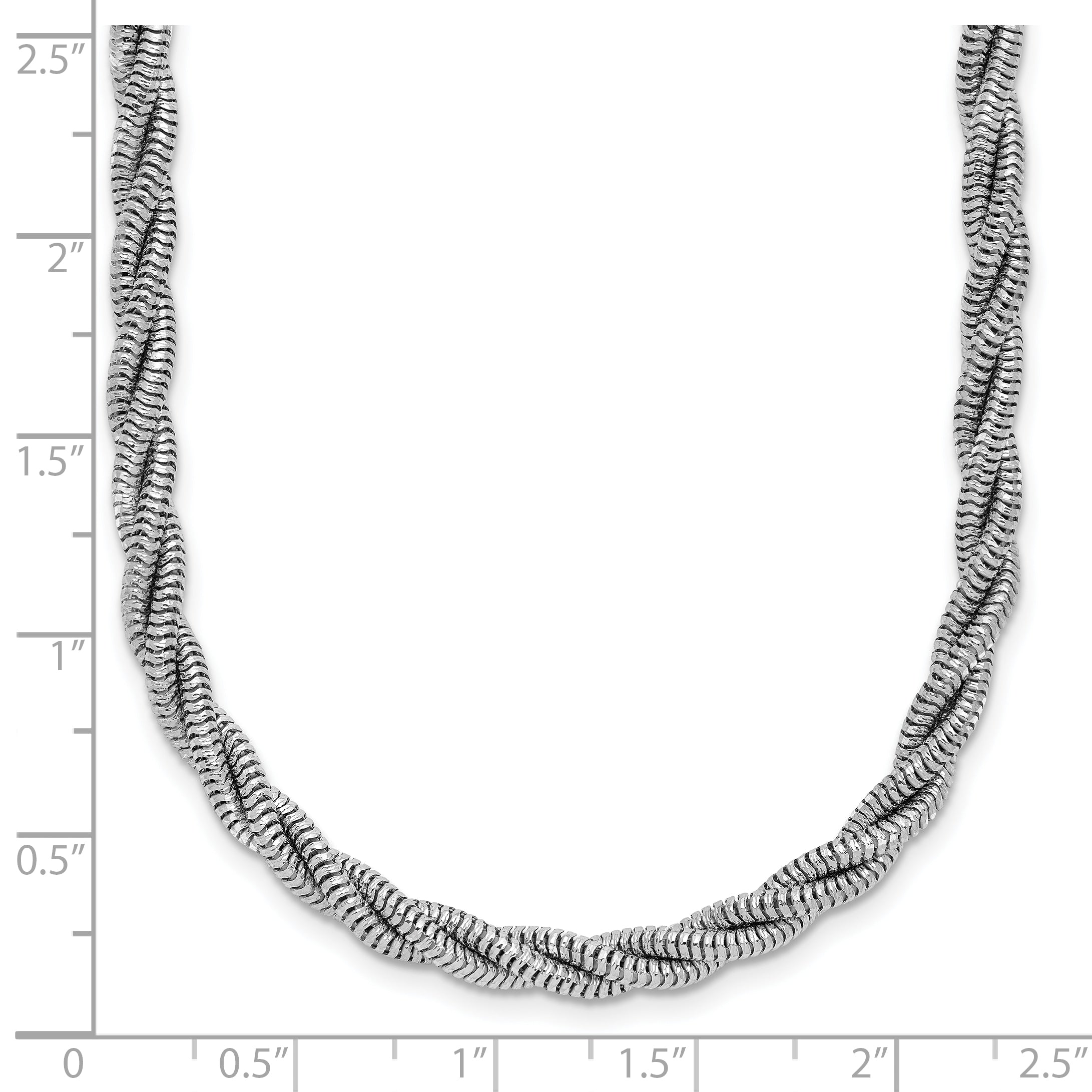 Sterling Silver RH-plated Polished and Twisted Necklace