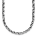 Sterling Silver RH-plated Polished and Twisted Necklace