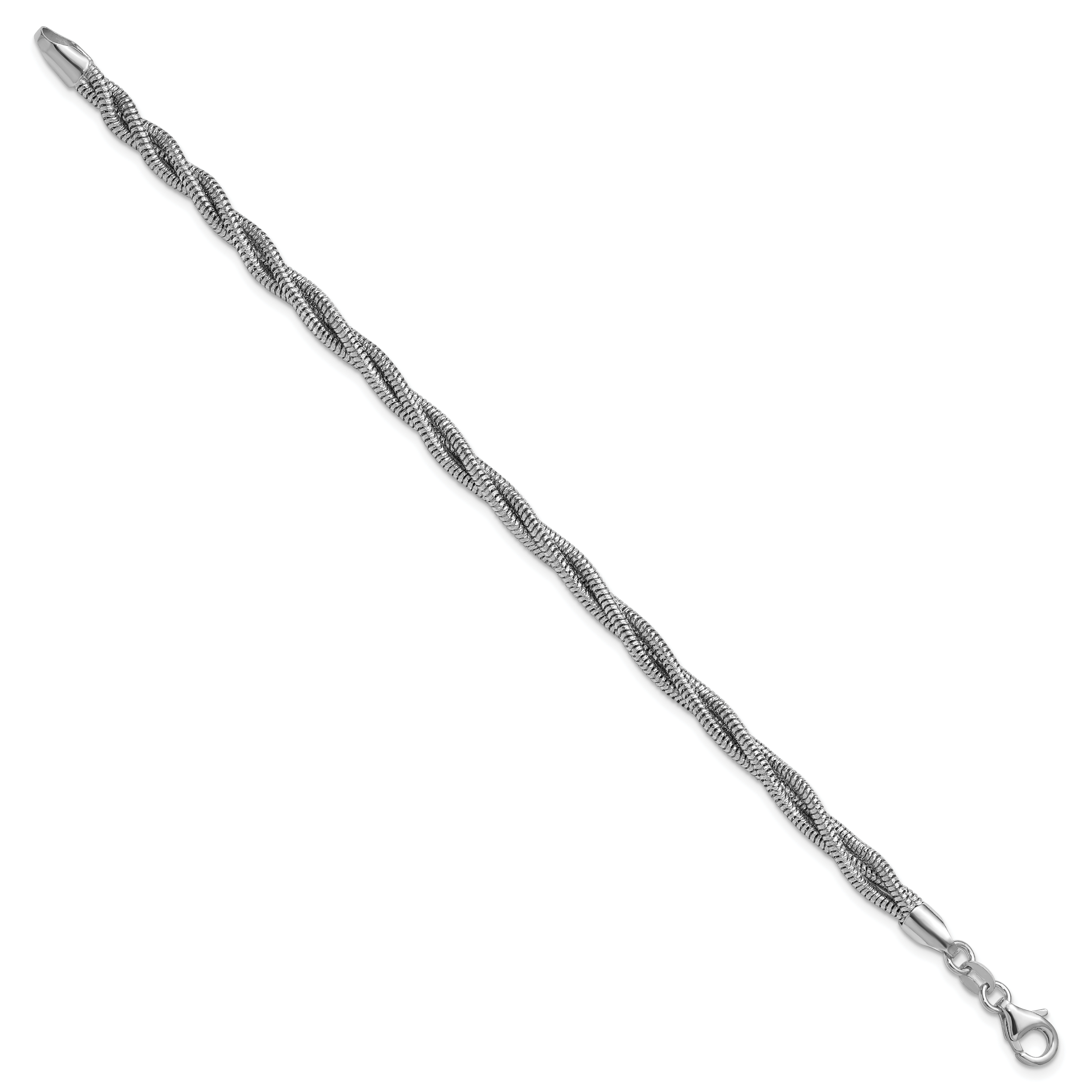 Sterling Silver RH-plated Polished and Twisted Bracelet Secondary image