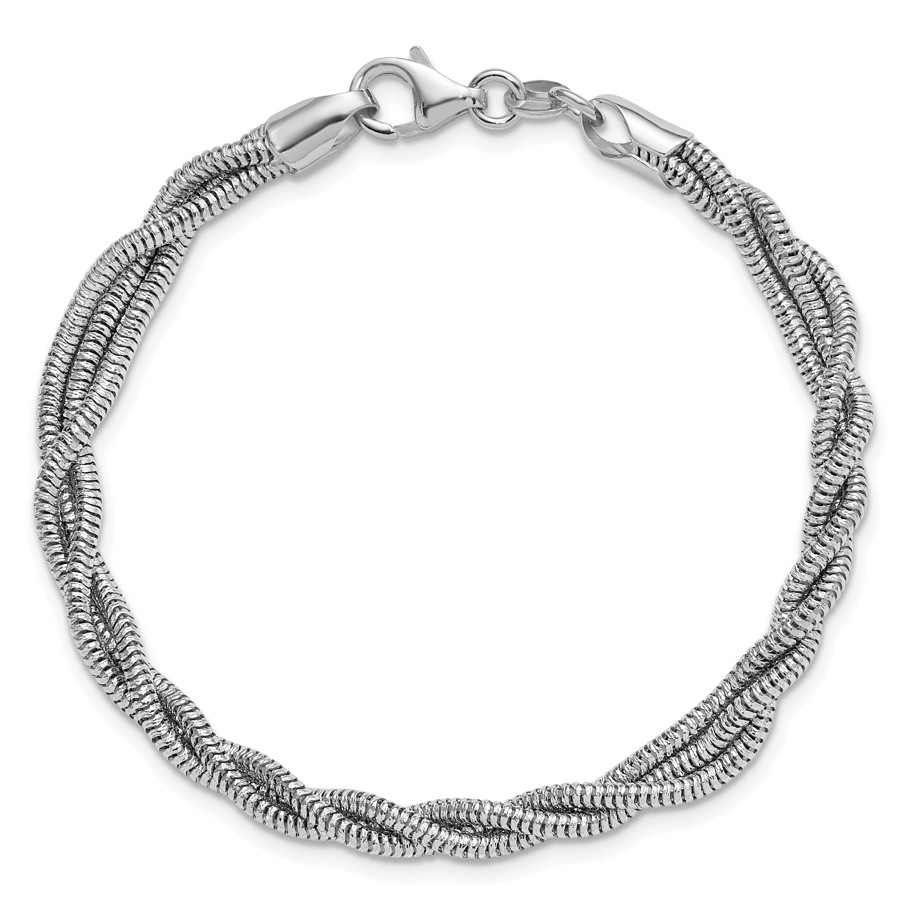 Sterling Silver RH-plated Polished and Twisted Bracelet