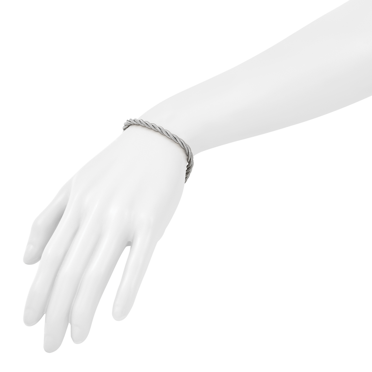 Sterling Silver RH-plated Polished and Twisted Bracelet