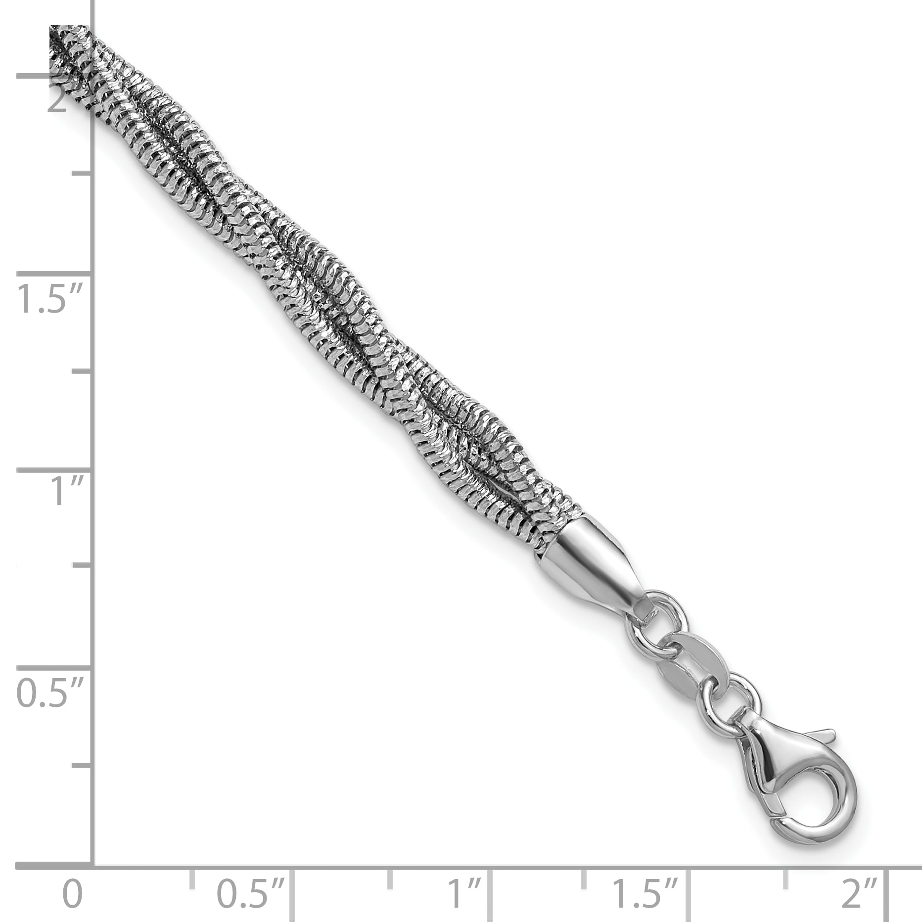 Sterling Silver RH-plated Polished and Twisted Bracelet