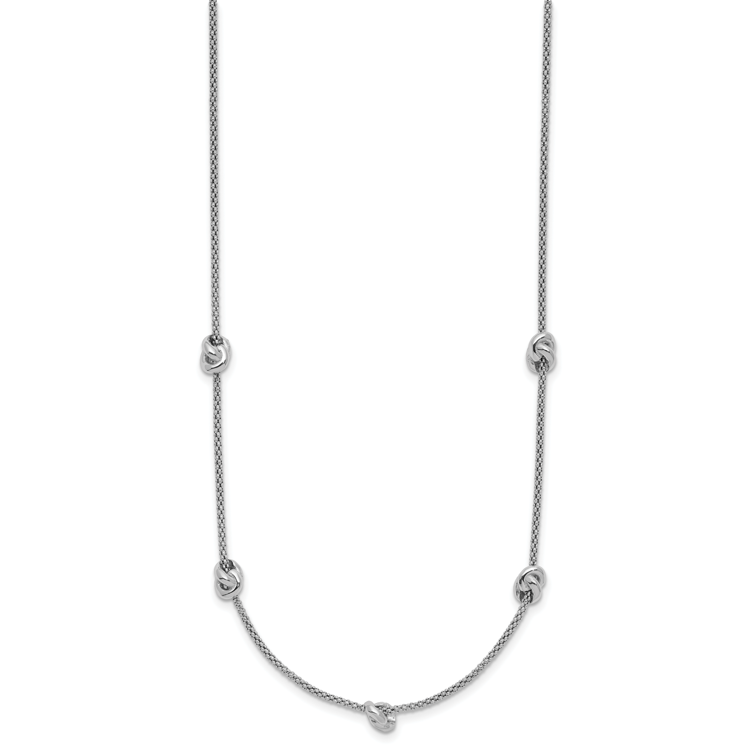 Sterling Silver RH-plt Polished Love Knot w/2in ext. Necklace Secondary image