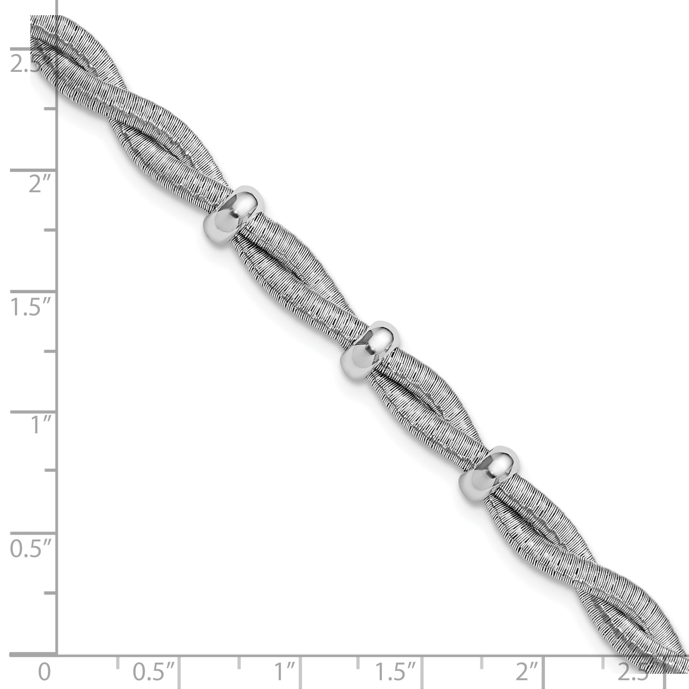 Sterling Silver RH-plated Polished Braided w/1in ext. Bracelet