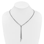 Sterling Silver RH-plt Pol/Dia-cut Drop w/2in ext. Necklace