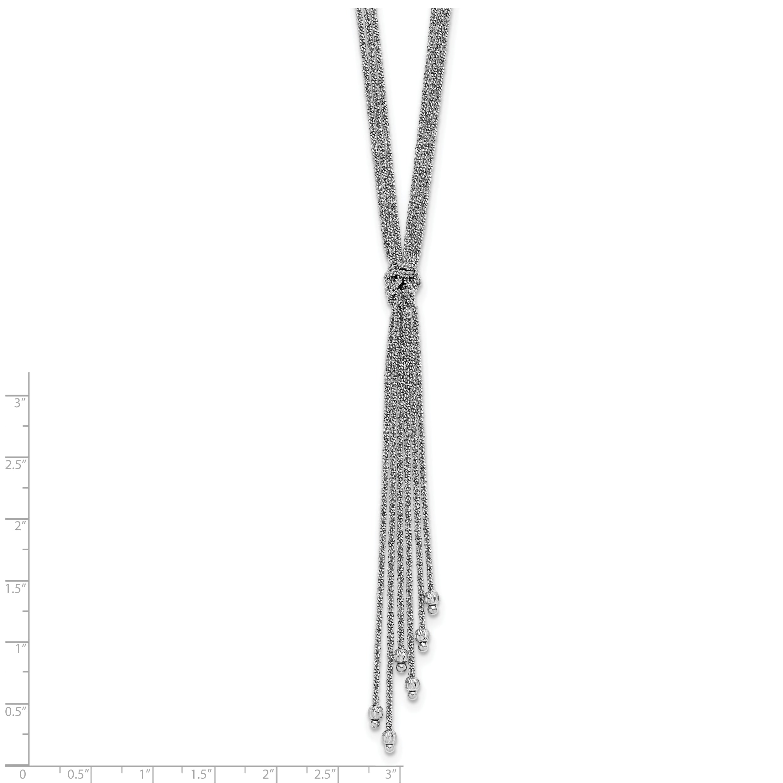 Sterling Silver RH-plt Pol/Dia-cut Drop w/2in ext. Necklace