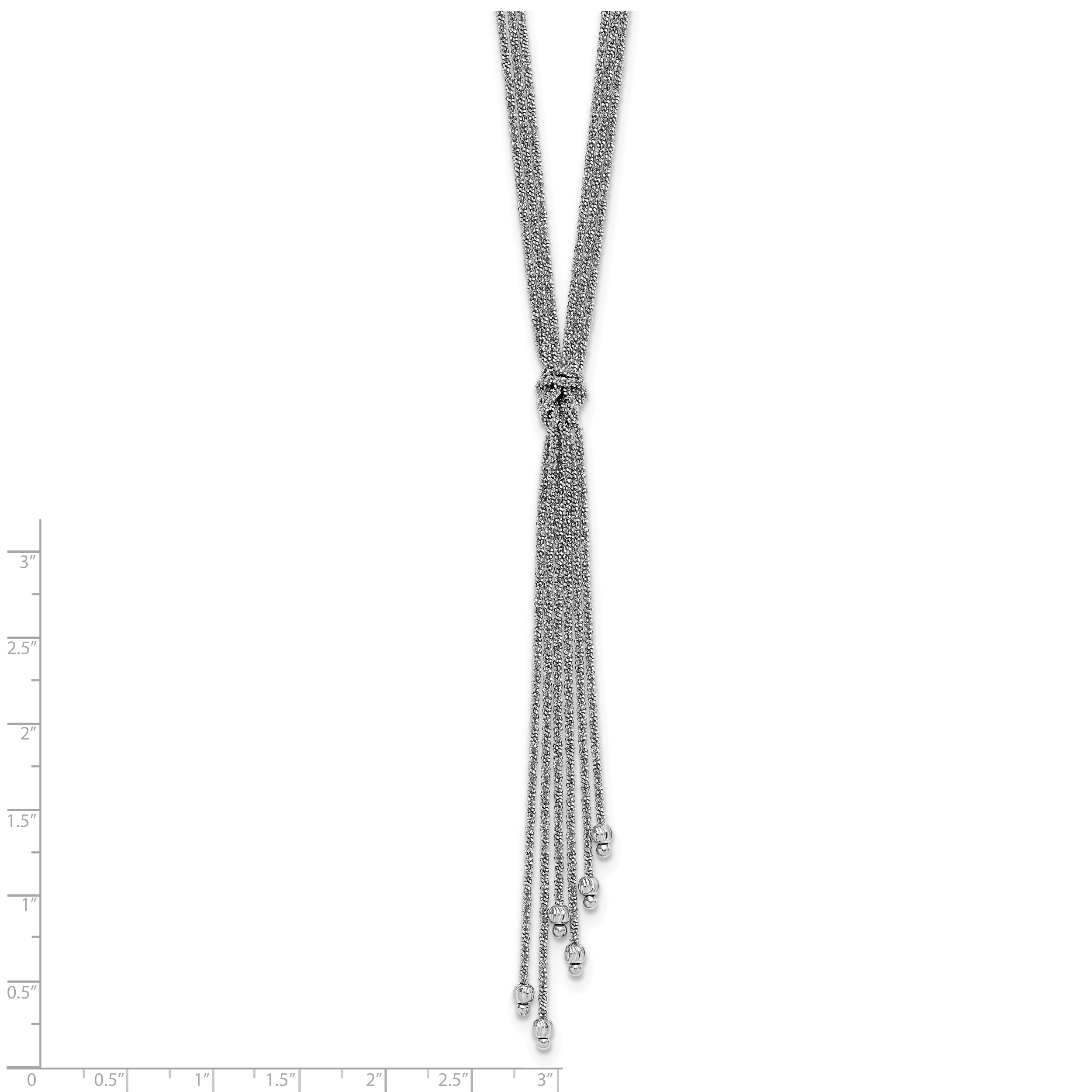 Sterling Silver RH-plt Pol/Dia-cut Drop w/2in ext. Necklace