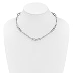 Sterling Silver RH-plated Polished and Hammered Link Necklace