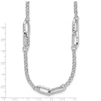 Sterling Silver RH-plated Polished and Hammered Link Necklace