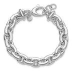 Sterling Silver RH-plt Polished Cable Link w/.5in ext. Bracelet