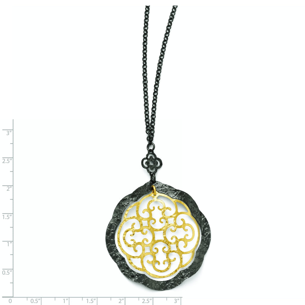 Two-Tone Themed Necklace in Gold-Plated Sterling Silver, 18 Inch - Sophia Jewelers