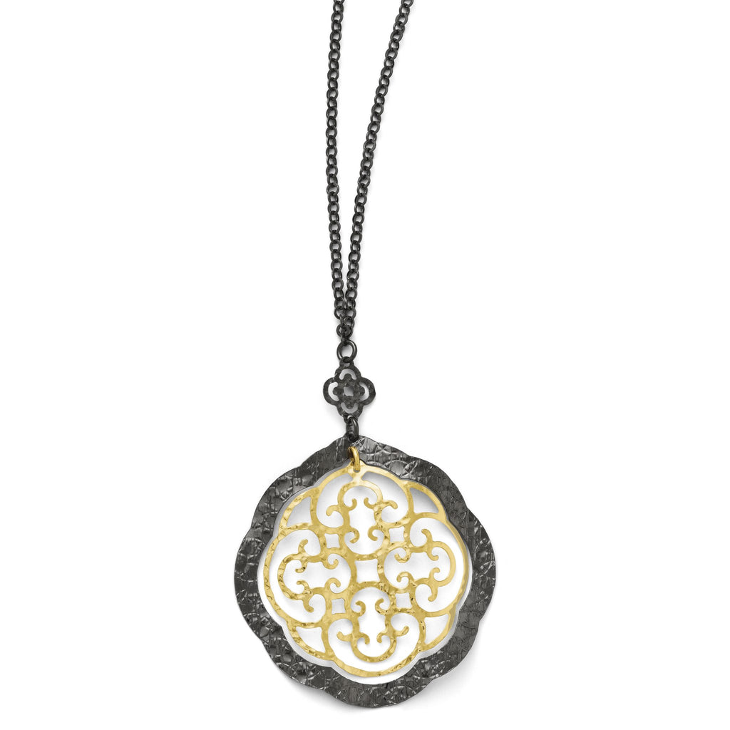 Two-Tone Themed Necklace in Gold-Plated Sterling Silver, 18 Inch - Sophia Jewelers