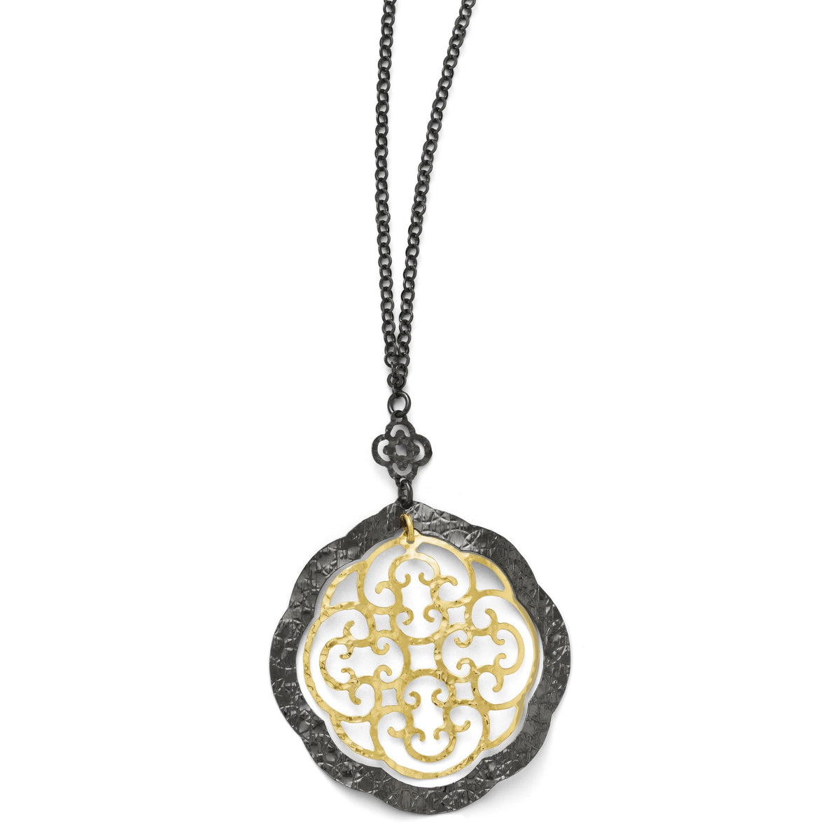 Two-Tone Themed Necklace in Gold-Plated Sterling Silver, 18 Inch - Sophia Jewelers