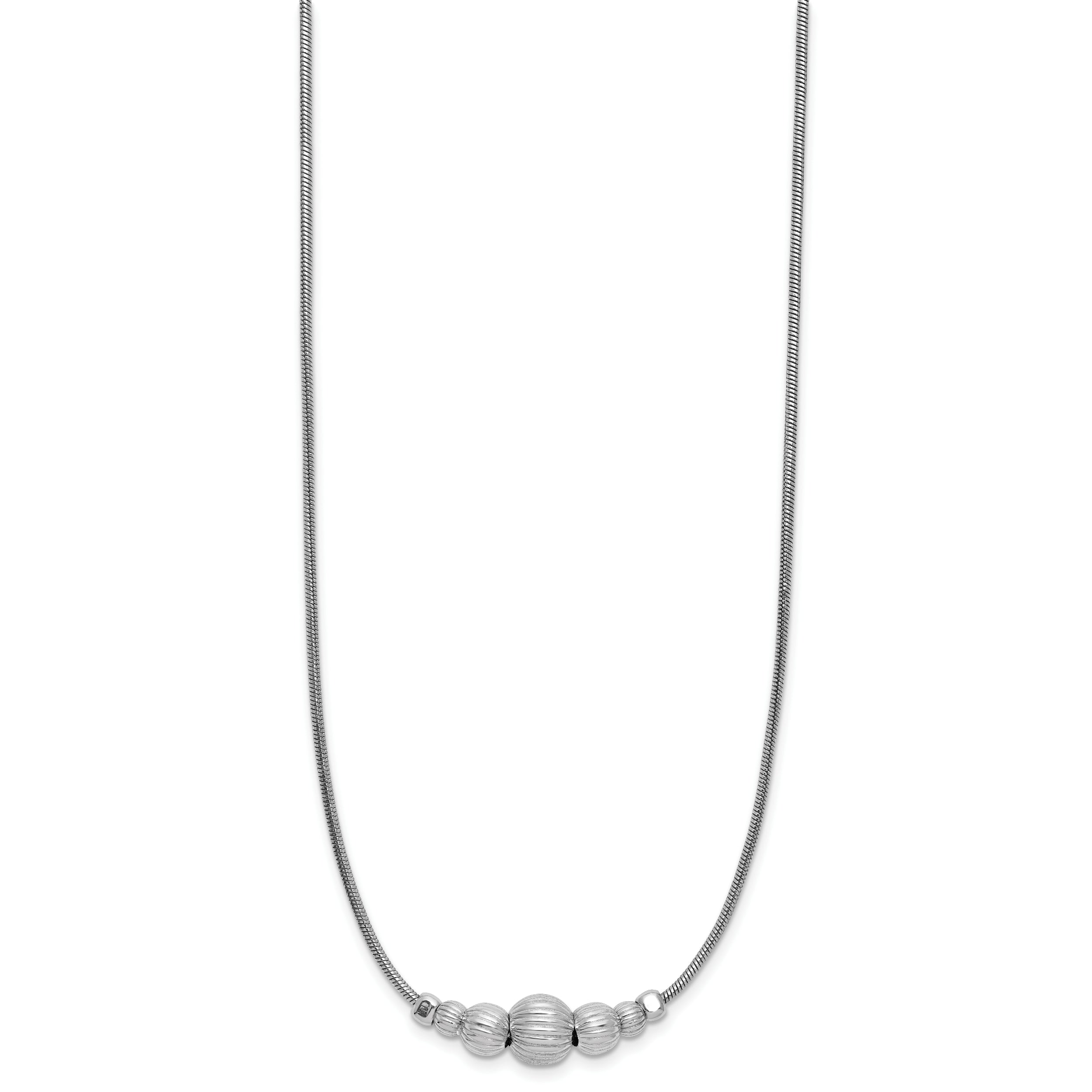 Sterling Silver Rhodium-Plated with Beads Necklace