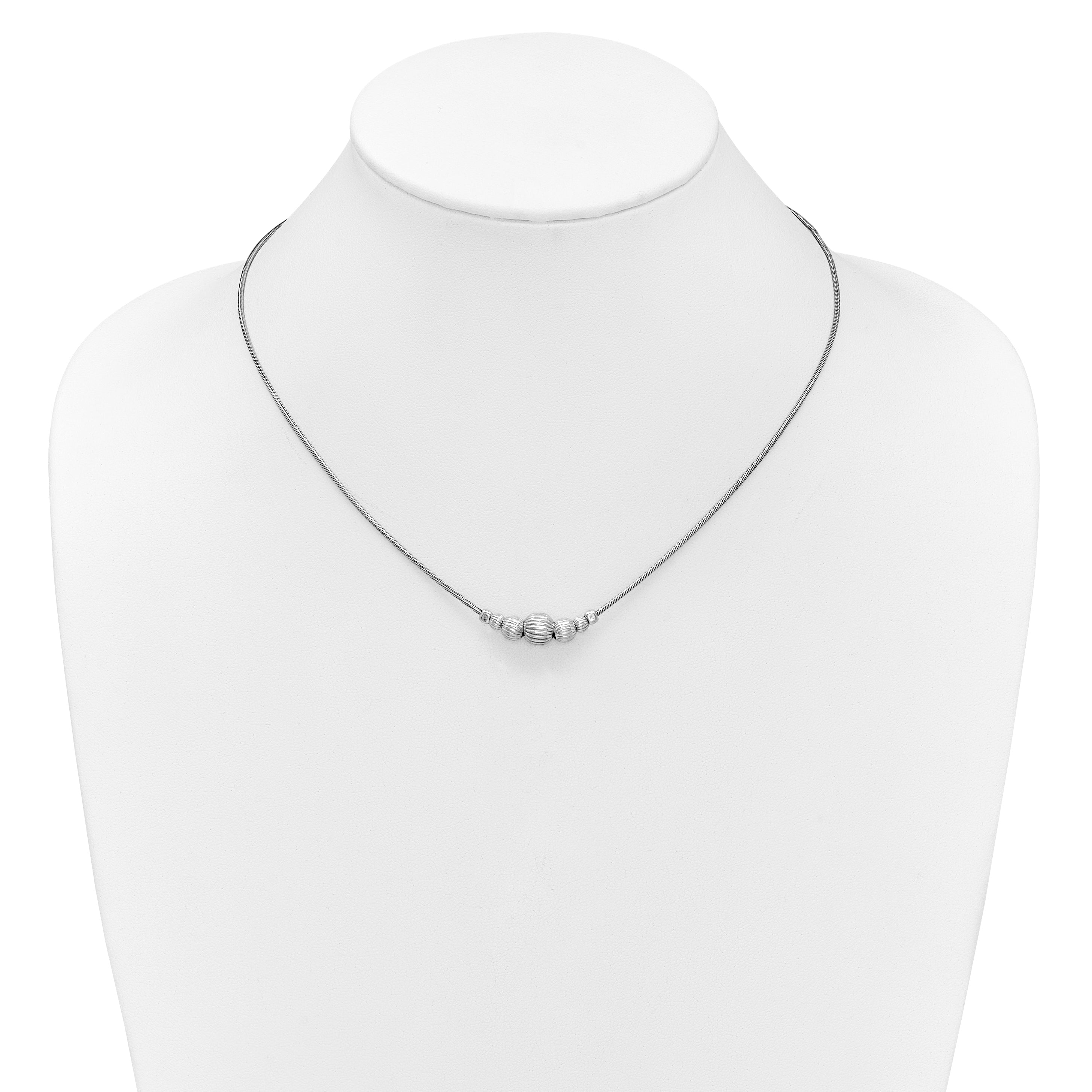 Sterling Silver Rhodium-Plated with Beads Necklace