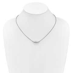 Sterling Silver Rhodium-Plated with Beads Necklace