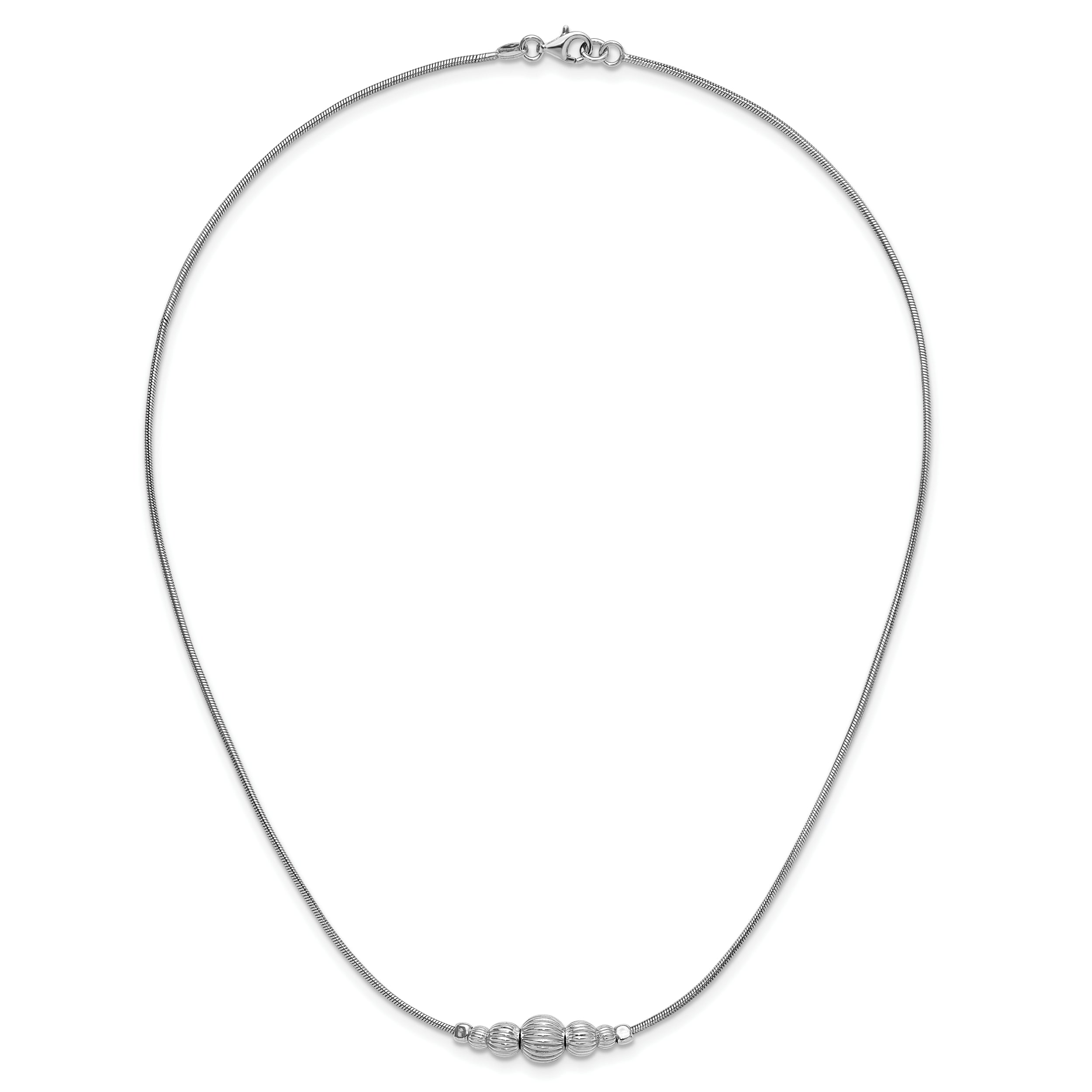 Sterling Silver Rhodium-Plated with Beads Necklace