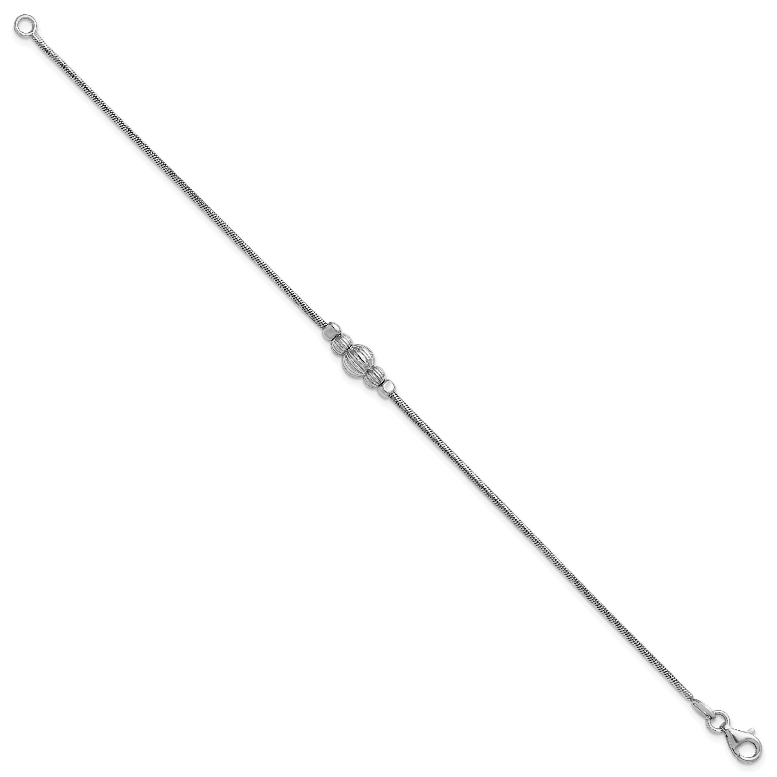 Sterling Silver Rhodium-Plated with Beads Bracelet