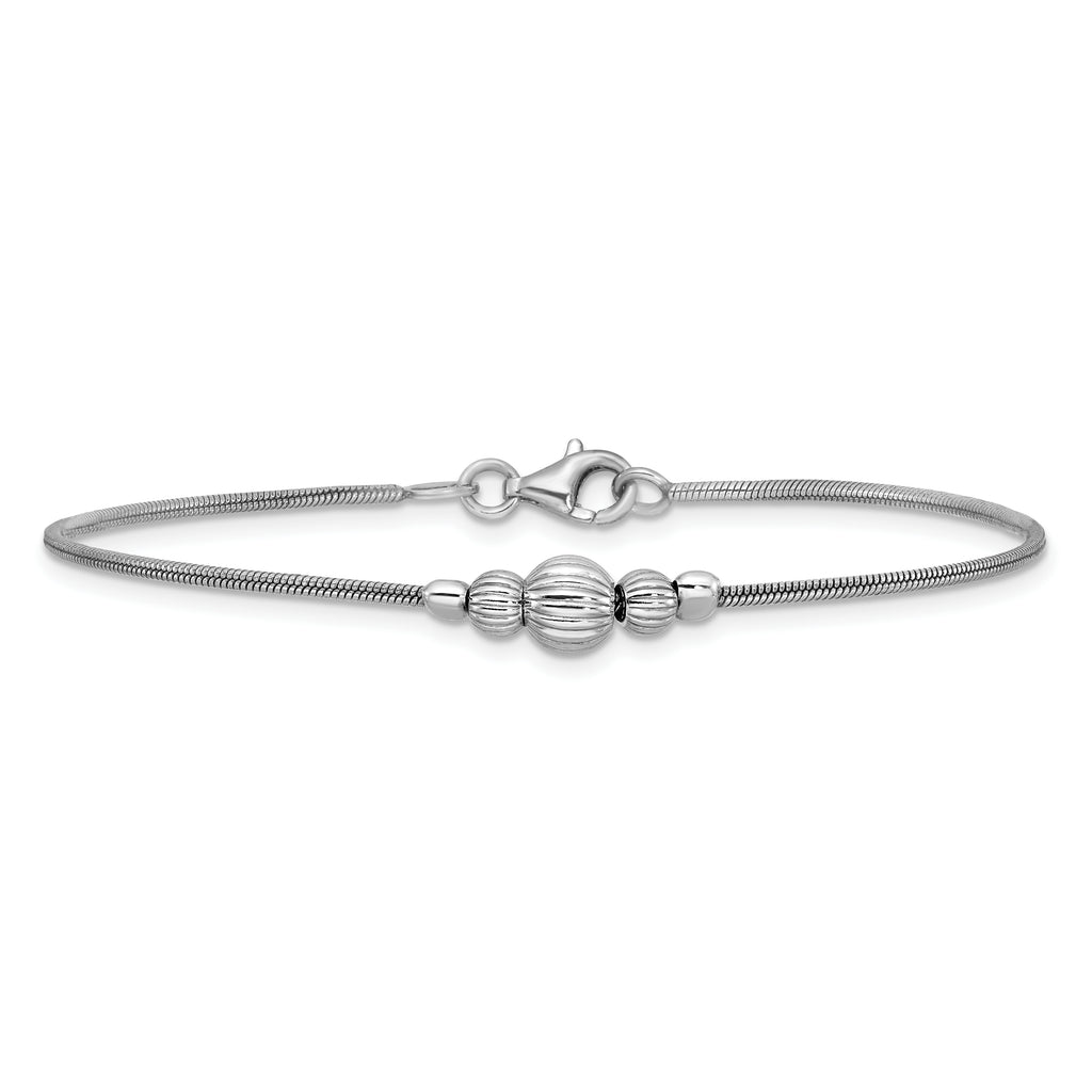 Sterling Silver Rhodium-Plated with Beads Bracelet