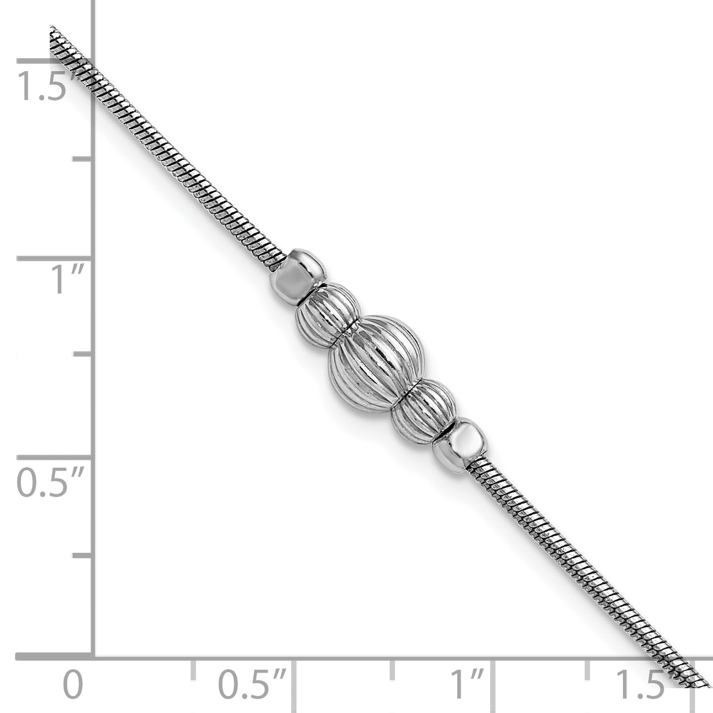 Sterling Silver Rhodium-Plated with Beads Bracelet