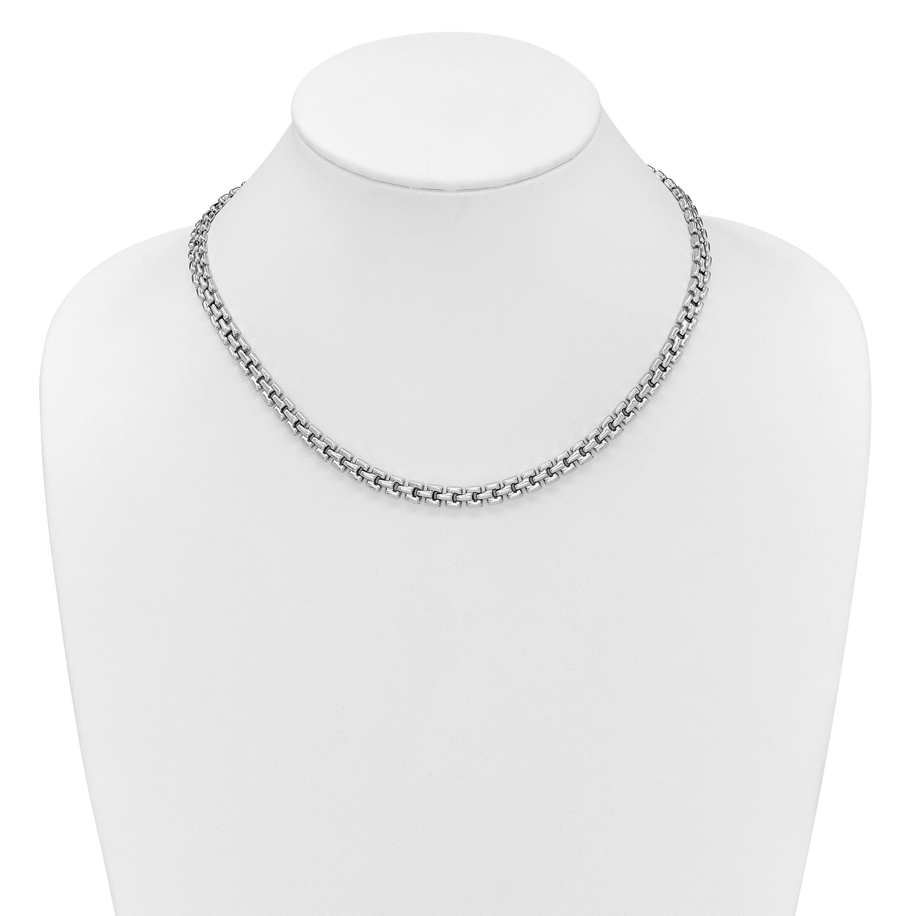Sterling Silver Rhodium-Plated Polished Fancy Link Necklace