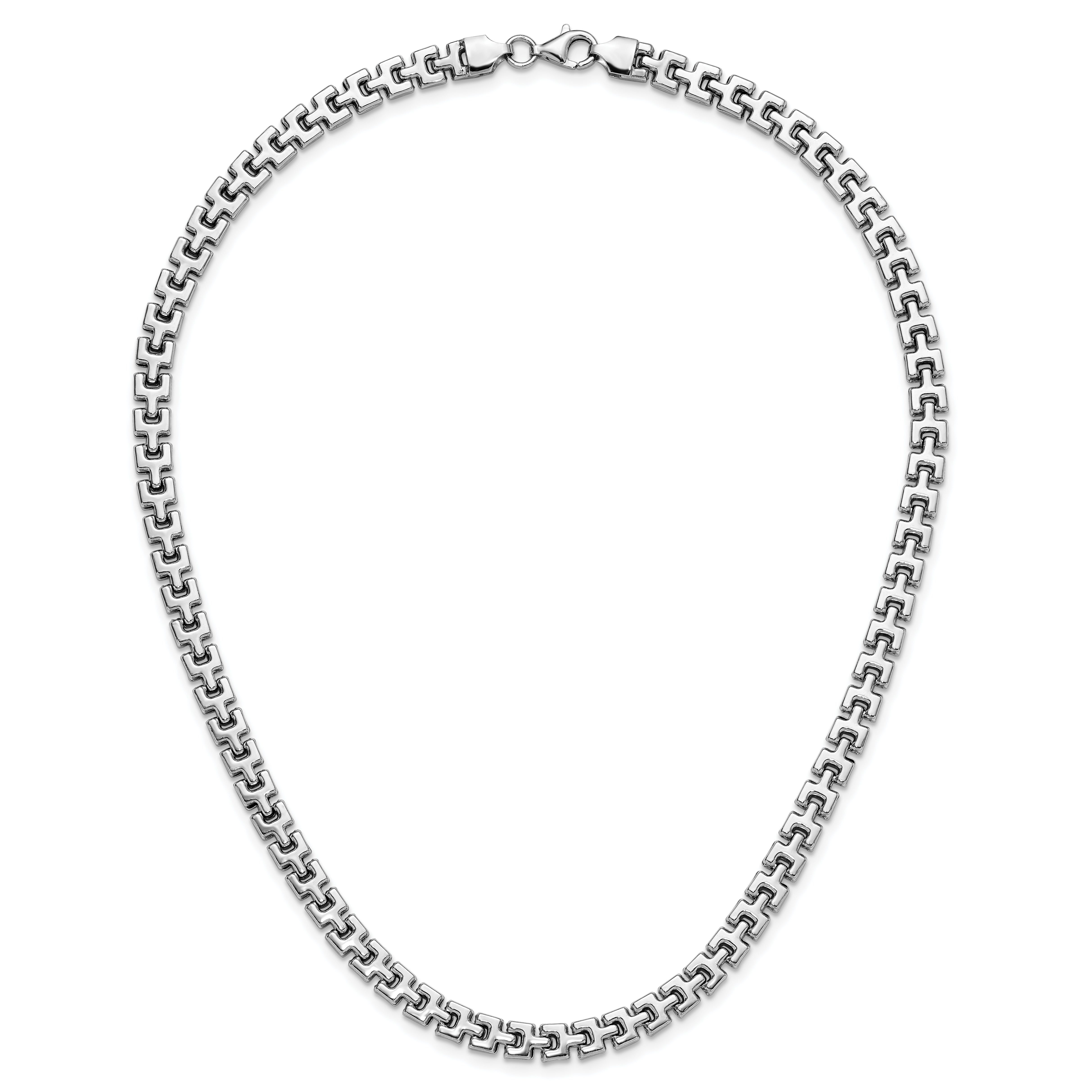 Sterling Silver Rhodium-Plated Polished Fancy Link Necklace